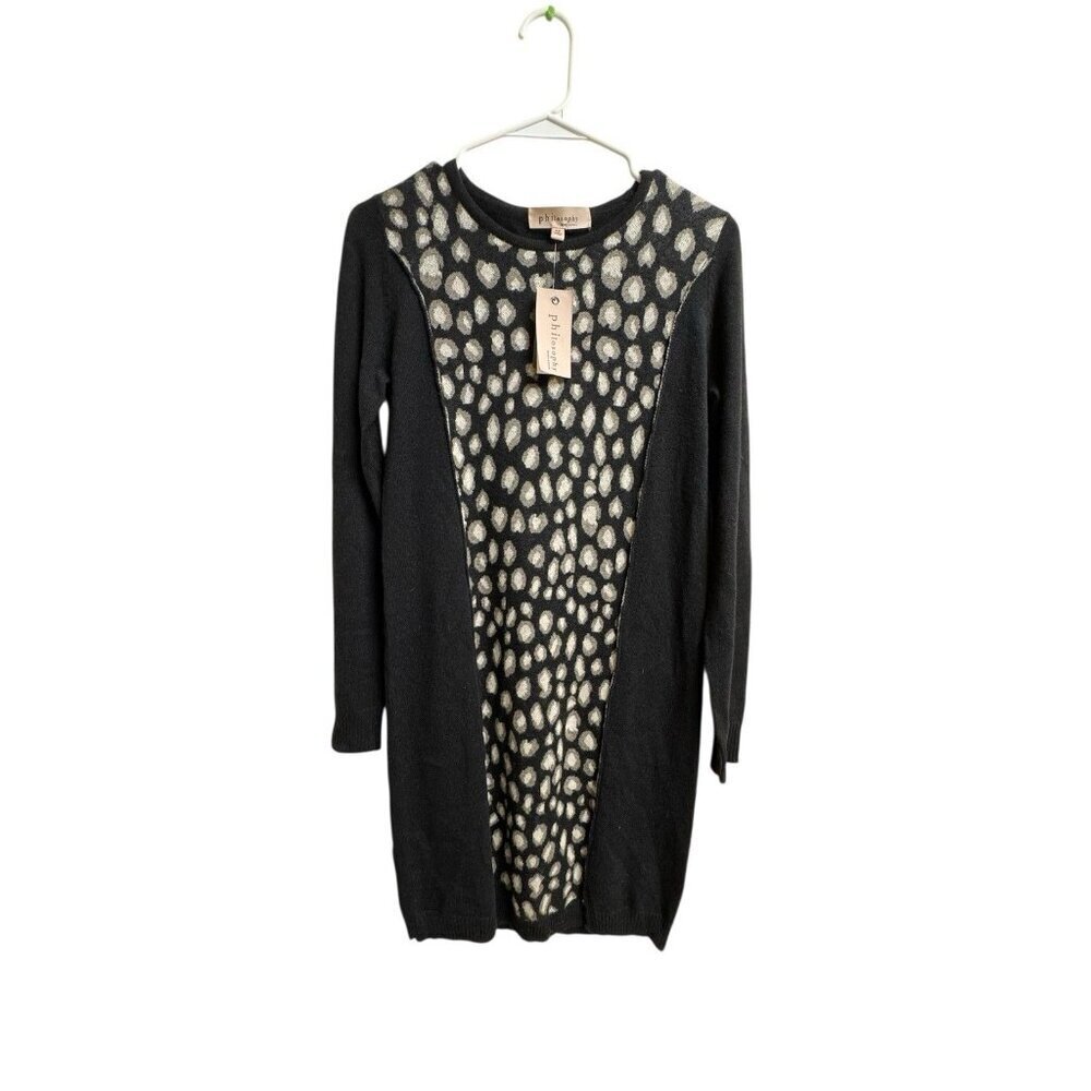 Philosophy Republic Clothing Leopard Sweater Dress Cashmere Blend NWT XS